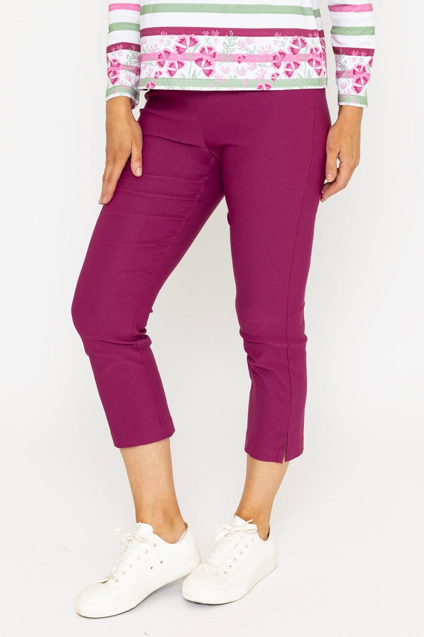 Carraig Donn Cropped Bengaline Trousers In Deep Rose