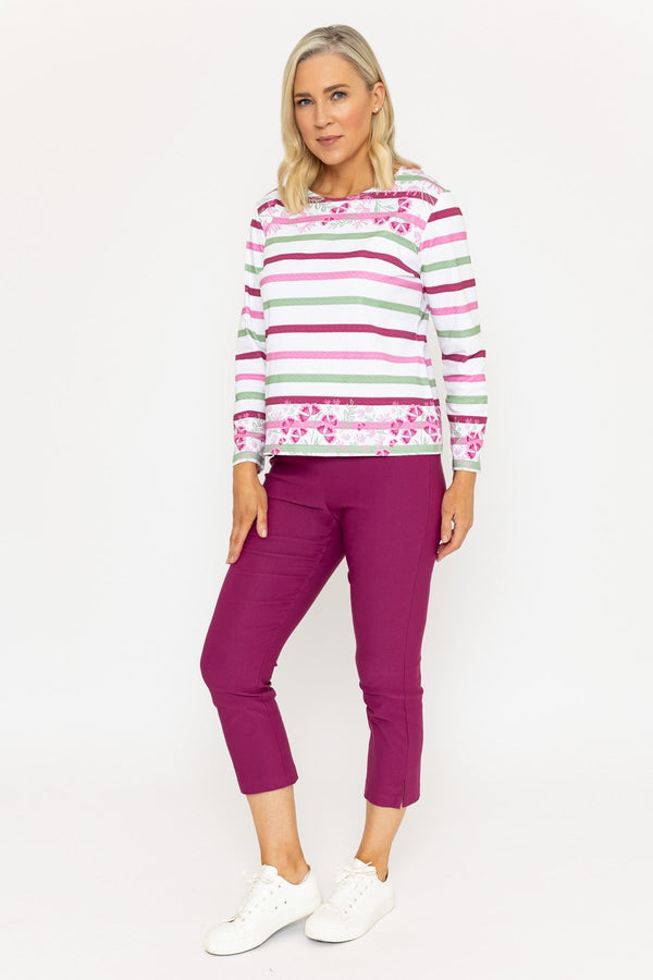 carraig donn Cropped Bengaline Trousers in Deep Rose