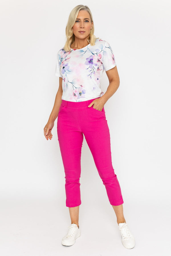 Carraig Donn Cropped Bengaline Trousers In Hot Pink