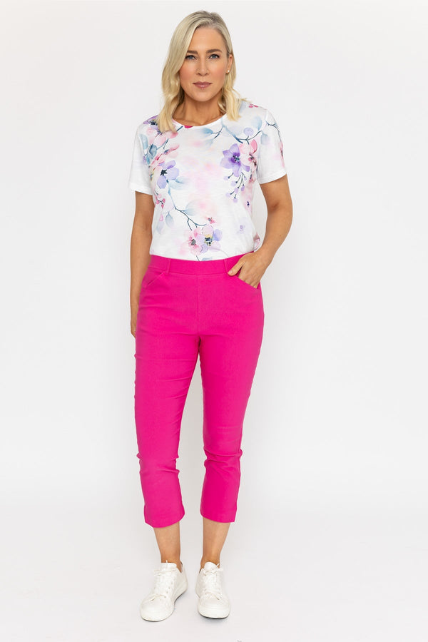 carraig donn Cropped Bengaline Trousers in Hot Pink