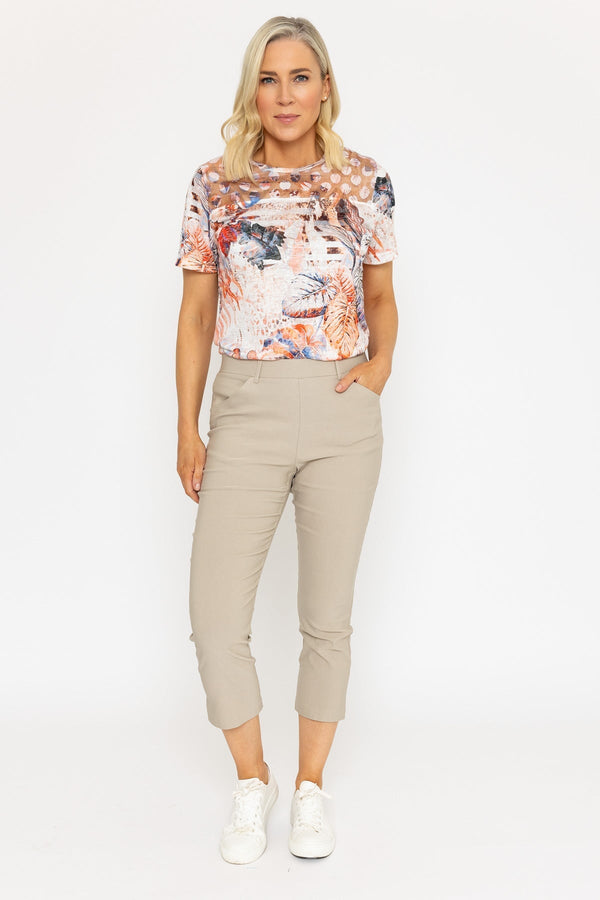 Carraig Donn Cropped Bengaline Trousers In Stone Beige