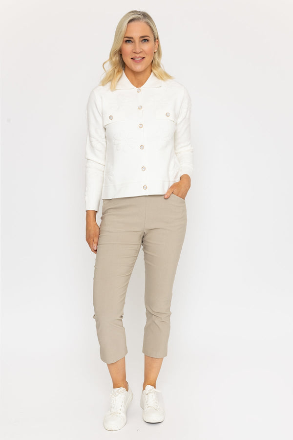 carraig donn Cropped Bengaline Trousers in Stone Beige