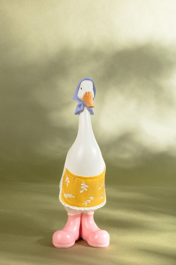 Carraig Donn Decorative Duck Figurine With Apron & Blue Scarf