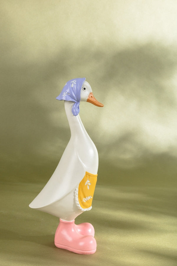 Carraig Donn Decorative Duck Figurine With Apron & Blue Scarf
