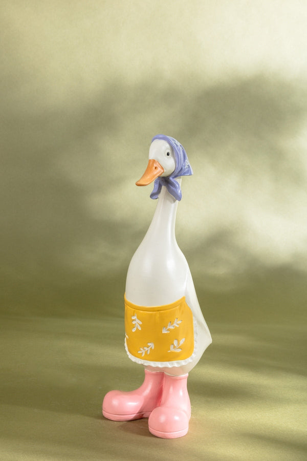 carraig donn Decorative Duck Figurine with Apron & Blue Scarf
