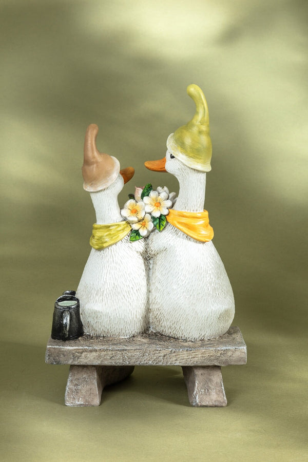 Carraig Donn Duck Couple On Bench With Flowers Ornament