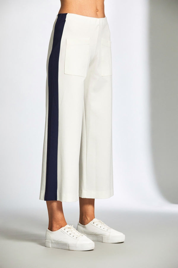 carraig donn Ecru & Navy Contrast Stripe Wide Leg Trousers