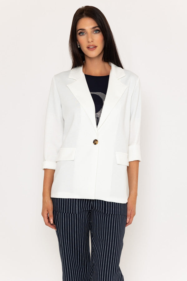 carraig donn Ecru Viscose Blend Single Breasted Blazer