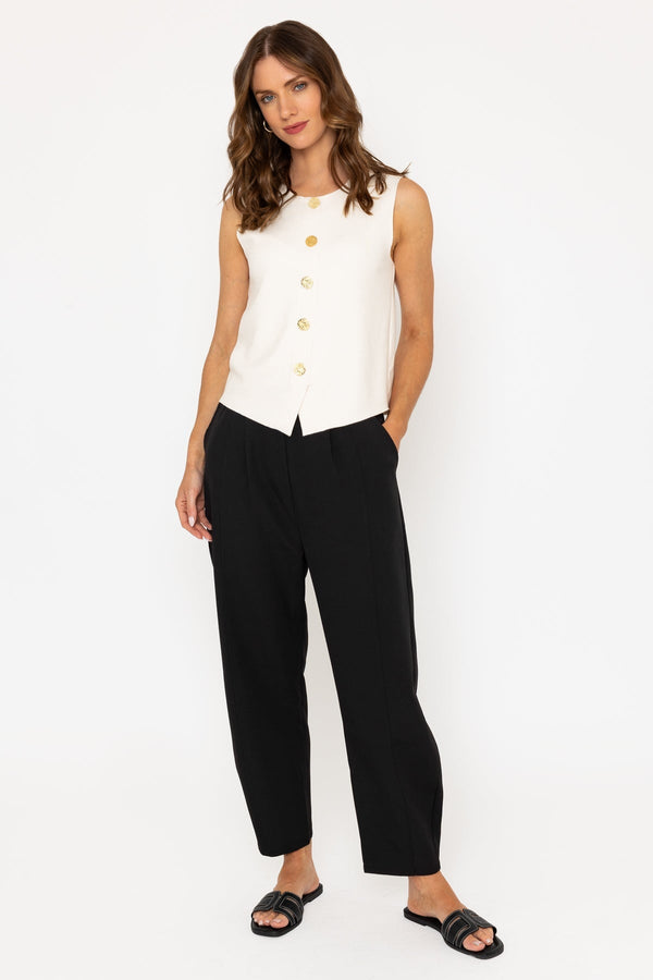 carraig donn Elastic Waist Stretch Trousers in Black