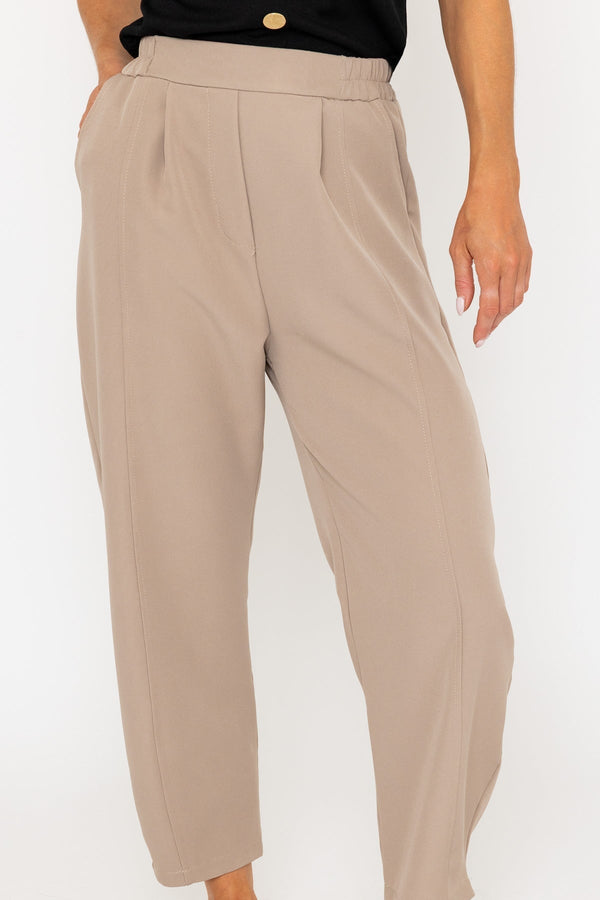 Carraig Donn Elastic Waist Stretch Trousers In Taupe