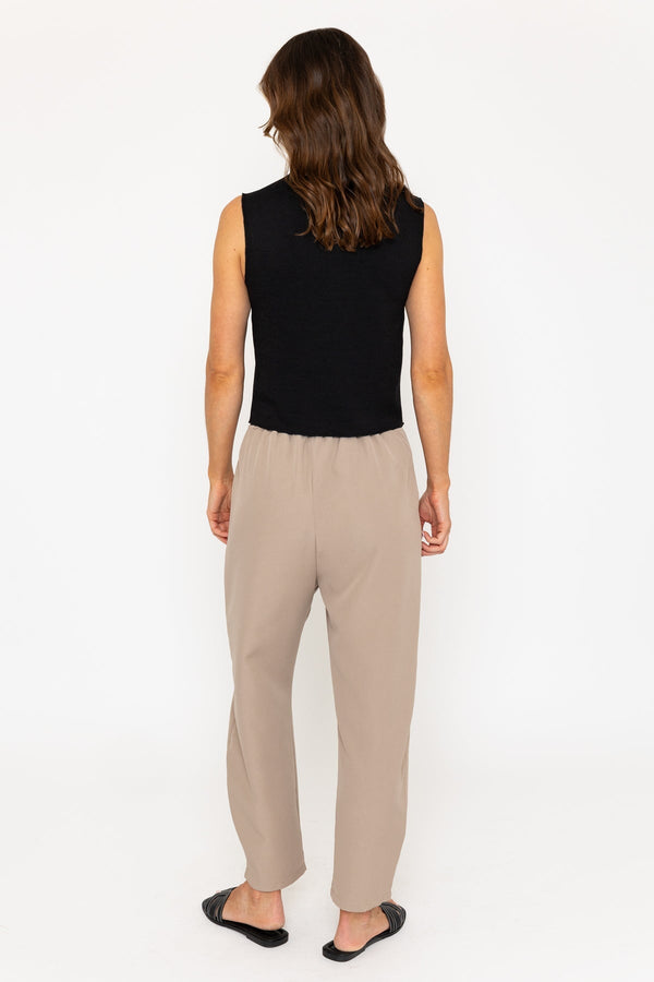 Carraig Donn Elastic Waist Stretch Trousers In Taupe