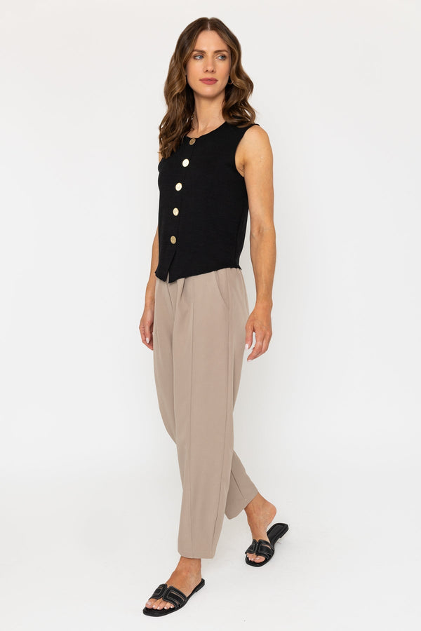 Carraig Donn Elastic Waist Stretch Trousers In Taupe