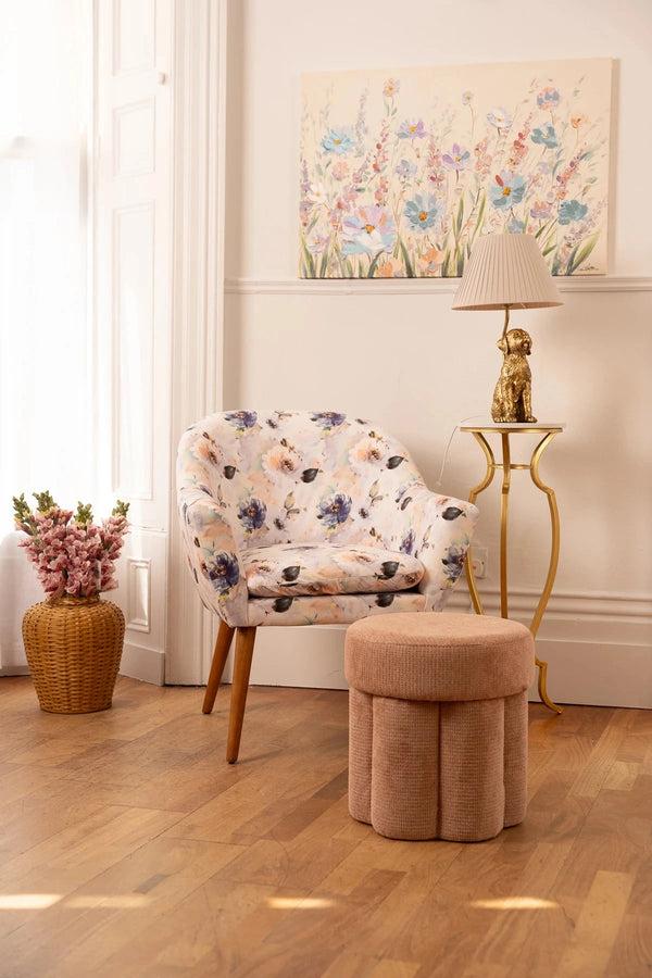 Carraig Donn Ella Navy Floral Print Chair With Wooden Legs