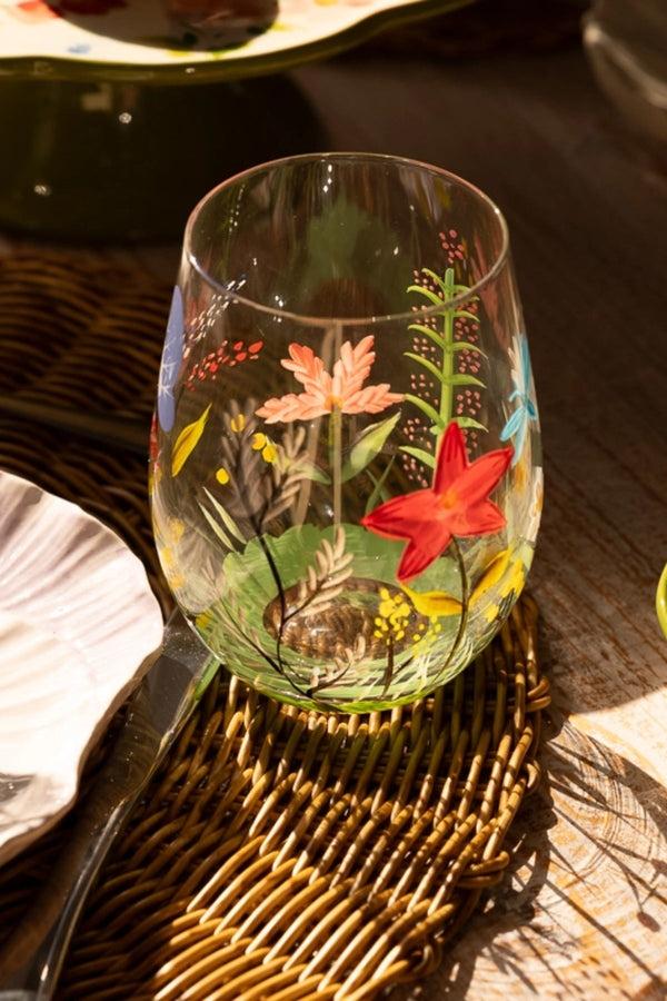 Carraig Donn Floral Bloom Stemless Wine Glasses Set Of 2