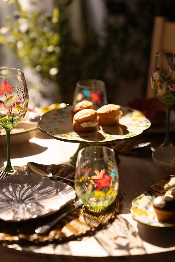 Carraig Donn Floral Bloom Stemless Wine Glasses Set Of 2