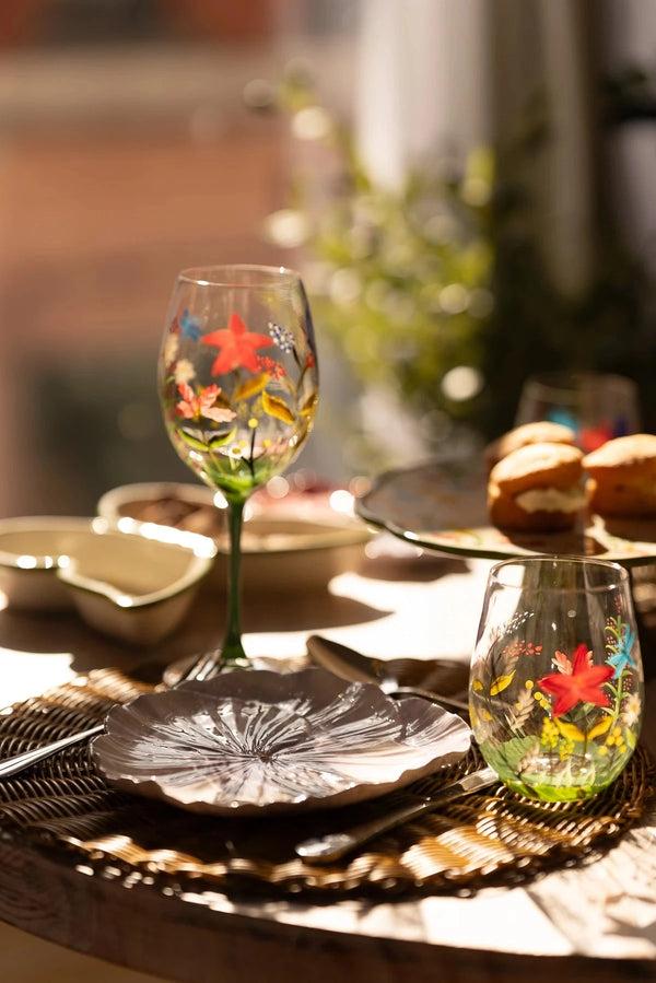 Carraig Donn Floral Bloom Stemless Wine Glasses Set Of 2