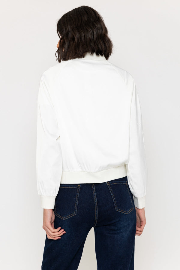 Carraig Donn Floral Embroidered Bomber Jacket In Ivory