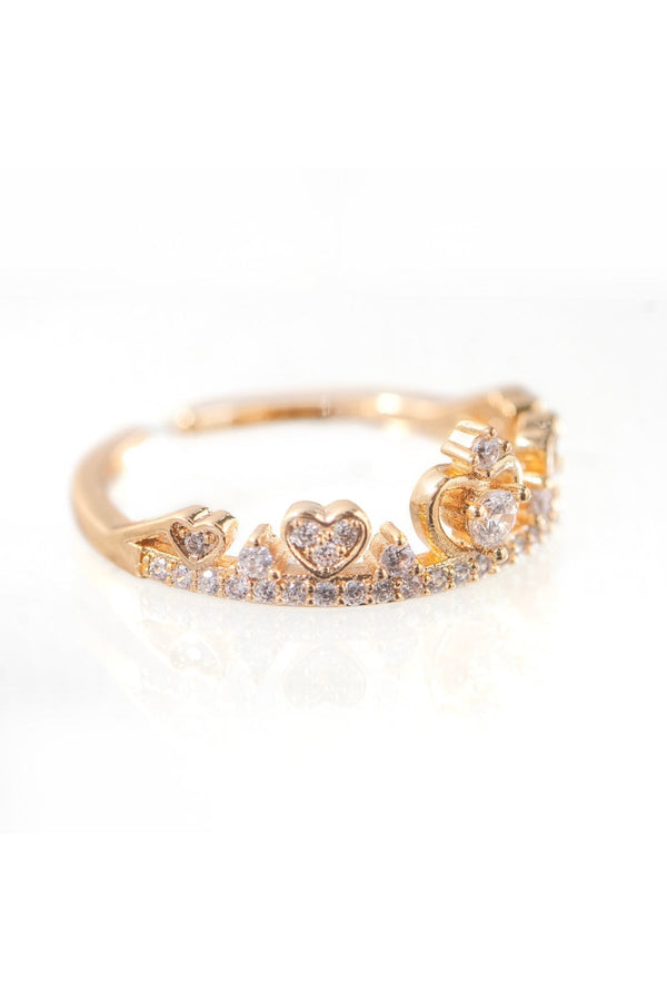 Carraig Donn Gold Plated Crown Ring With Clear Stones