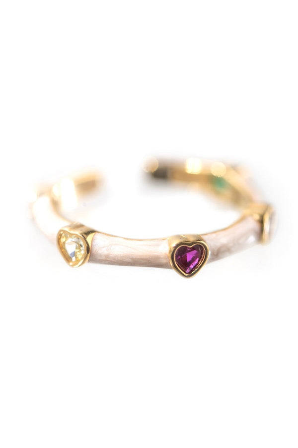 carraig donn Gold Plated Heart Ring with Coloured Stones