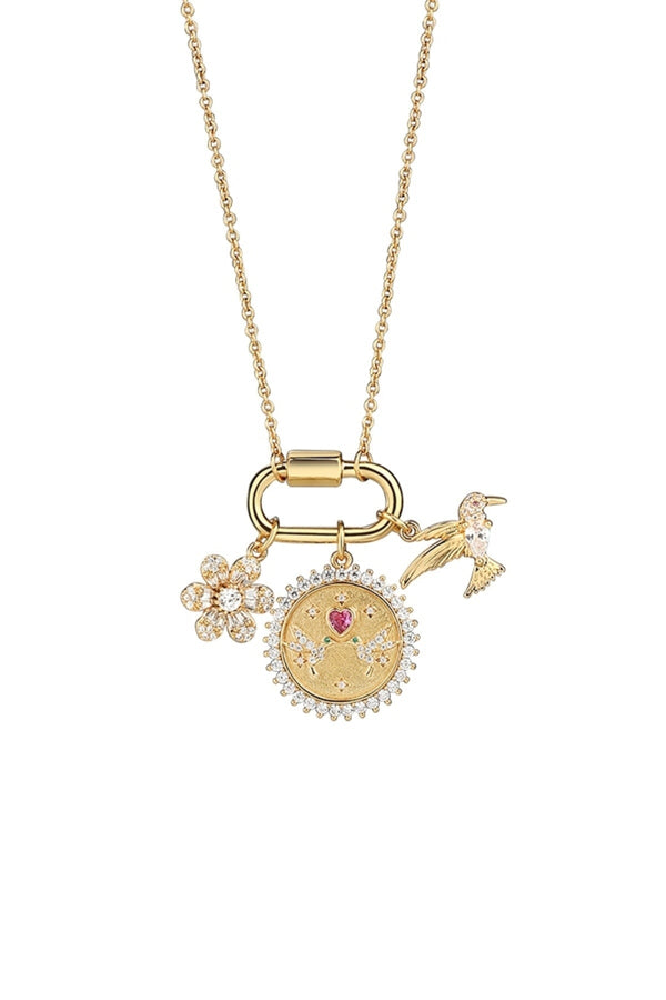 Carraig Donn Gold Plated Hummingbird Charm Necklace