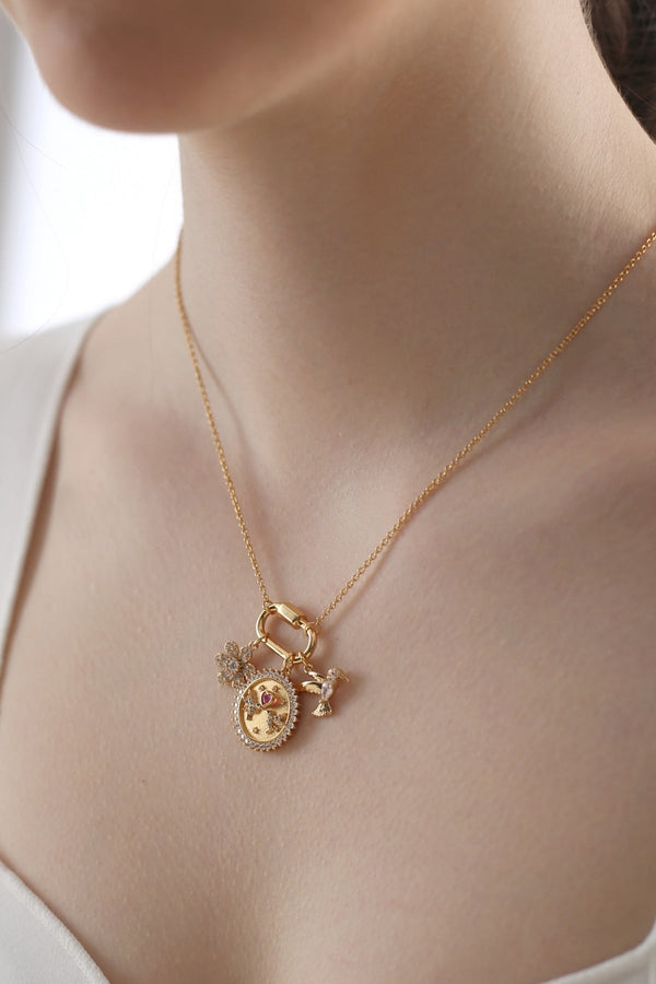 carraig donn Gold Plated Hummingbird Charm Necklace