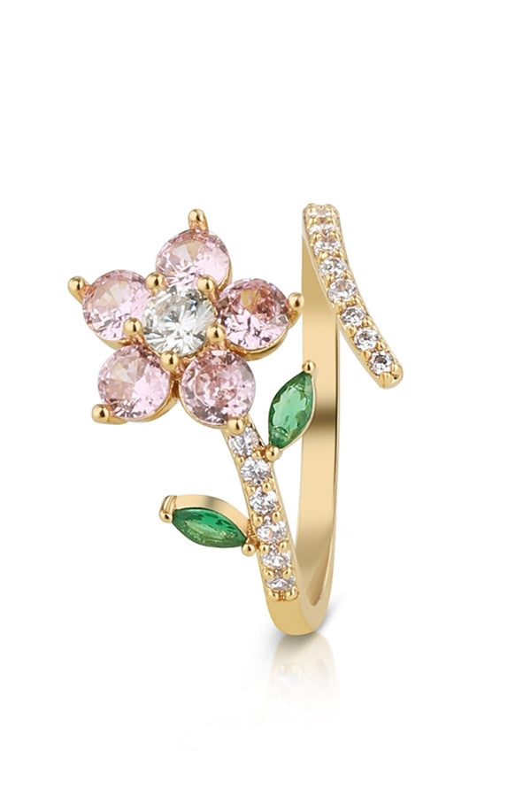 Carraig Donn Gold Plated Pink Floral Revolving Ring