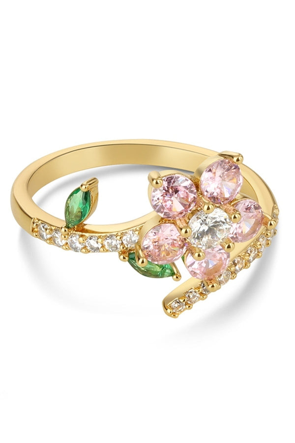 Carraig Donn Gold Plated Pink Floral Revolving Ring