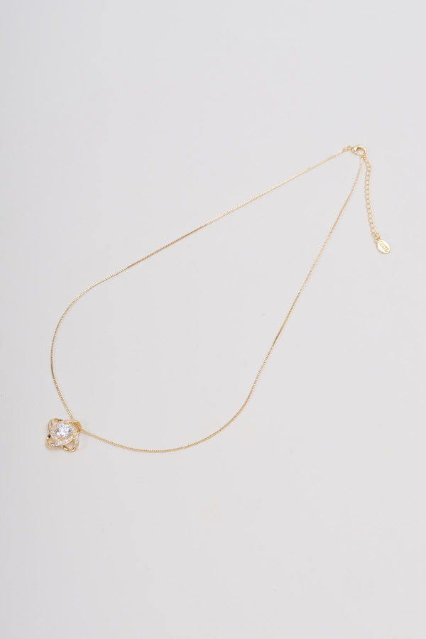 carraig donn Gold Pretty Clear Stone Pendant Necklace