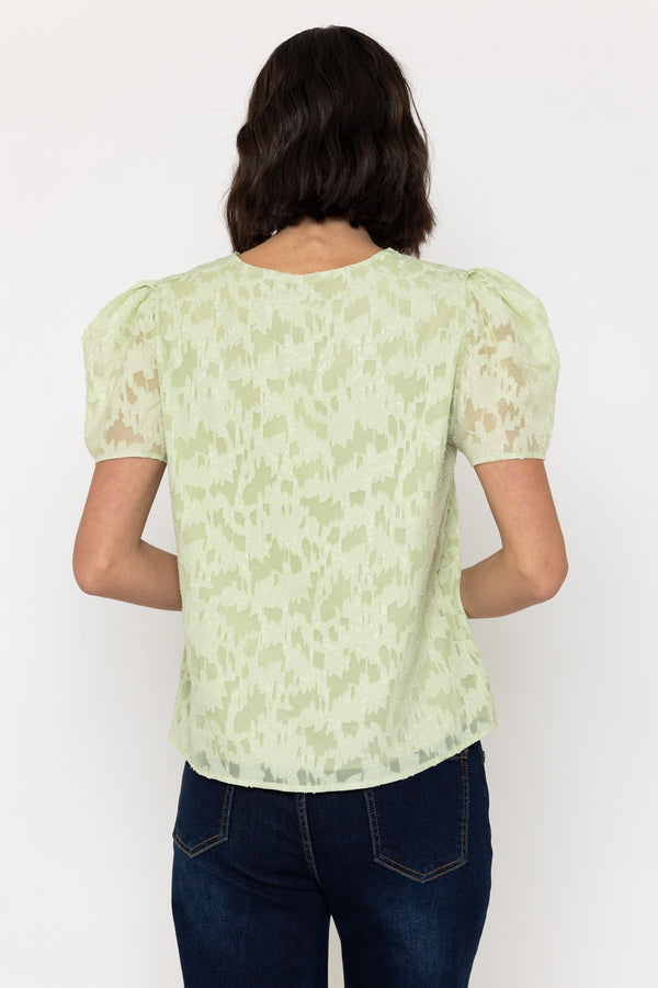 Carraig Donn Green Short Sleeve Textured V Neck Top