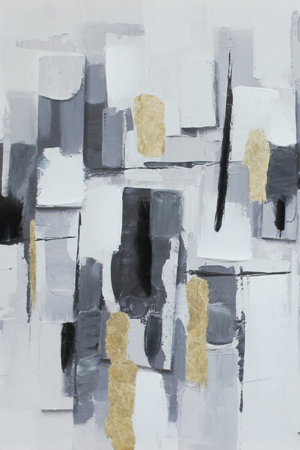 Carraig Donn Grey & Gold Abstract Slate Canvas Wall Art