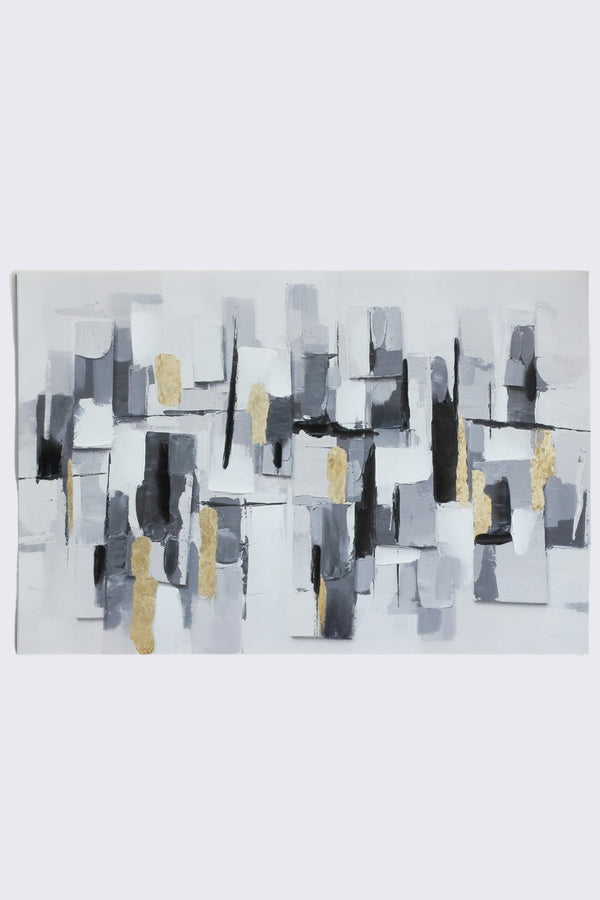 carraig donn Grey & Gold Abstract Slate Canvas Wall Art