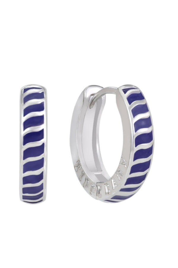 Carraig Donn Halo Night Mini Blue Enamel Hoop Earrings