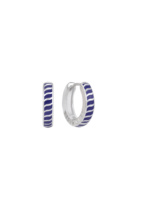 carraig donn Halo Night Mini Blue Enamel Hoop Earrings