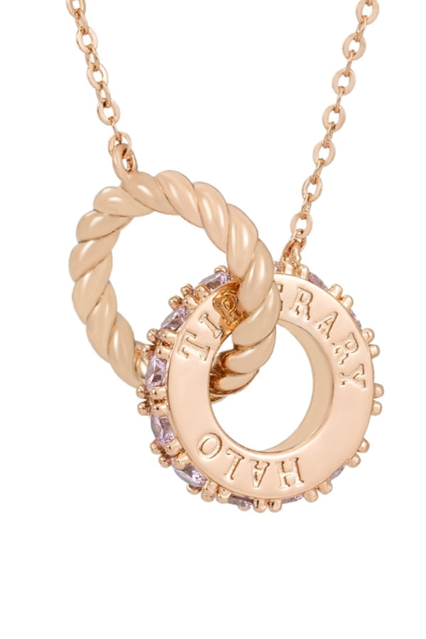 Carraig Donn Halo Pink Sunset Interlocking Pendant Necklace