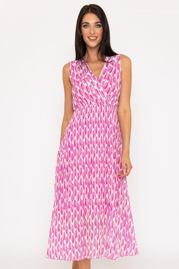 Carraig Donn Hannah Pink Print Sleeveless Midi Dress