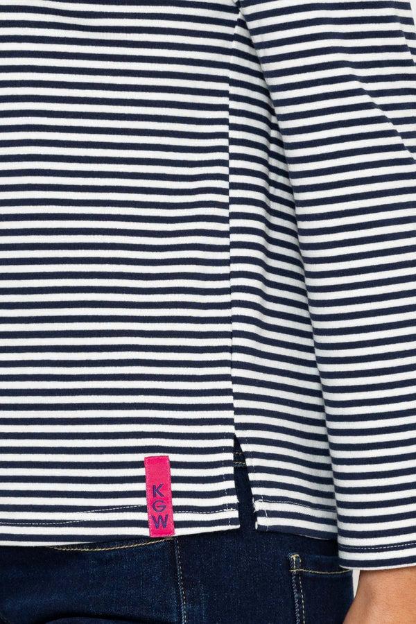 Carraig Donn Heavy Weight Long Sleeve Navy Stripe Top