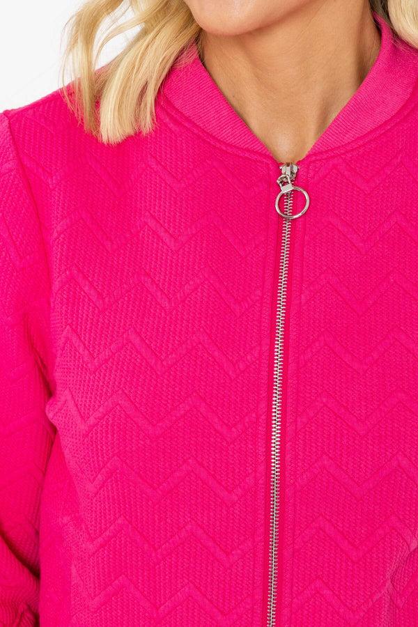 Carraig Donn Hot Pink Textured Jersey Bomber Jacket