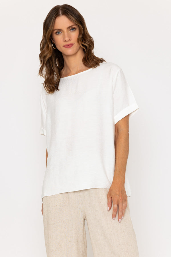 carraig donn Ivory Linen-Like Top with Back Buttons