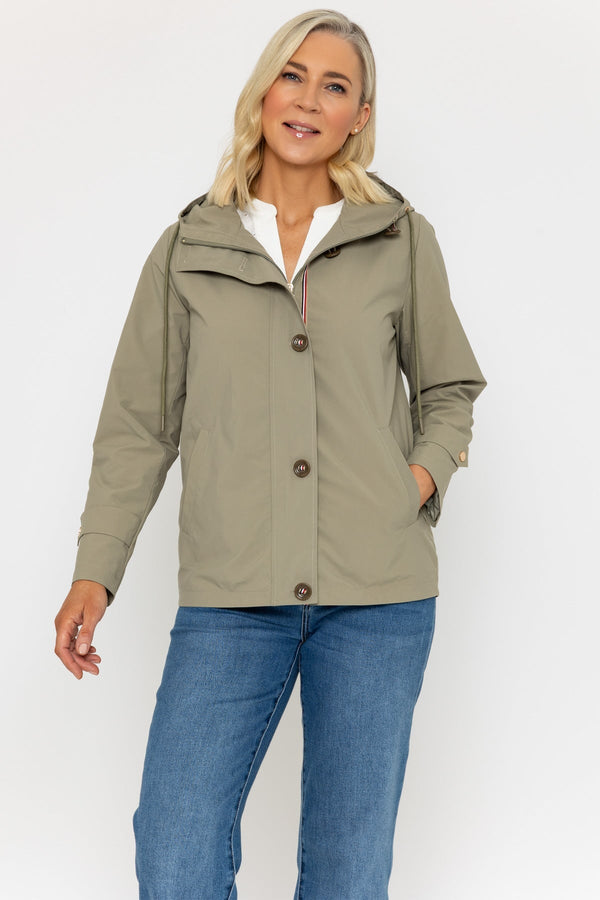 carraig donn Khaki Short Mac Jacket With Dipped Hem