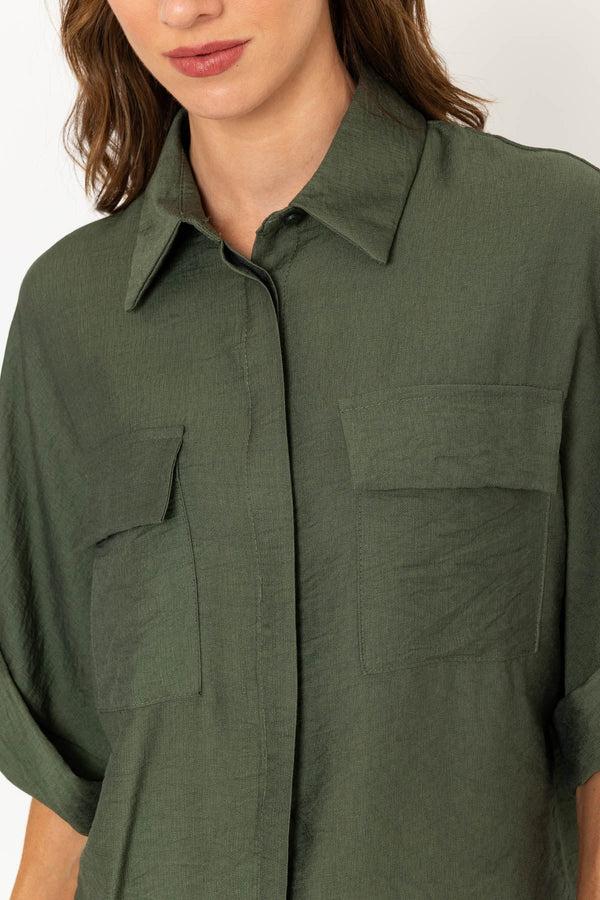 Carraig Donn Khaki Utility Pocket Short Sleeve Shirt