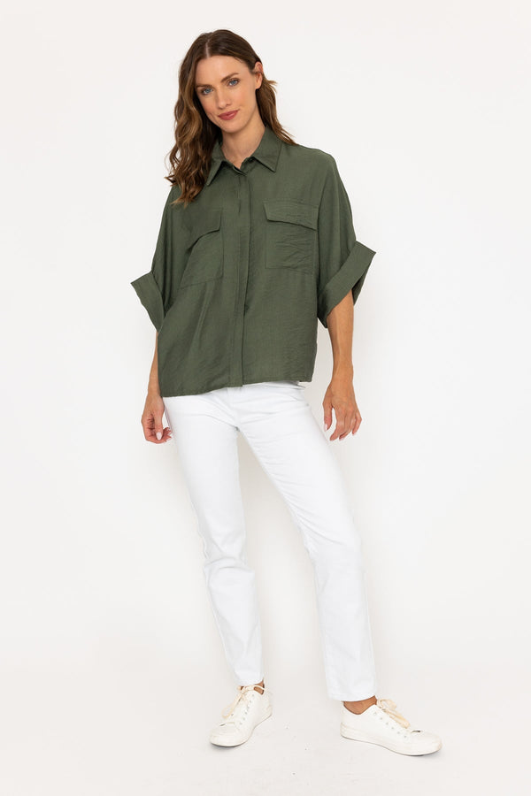 Carraig Donn Khaki Utility Pocket Short Sleeve Shirt