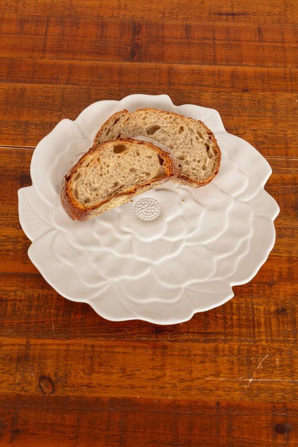 carraig donn Large Ceramic Textured White Lotus Flower Plate