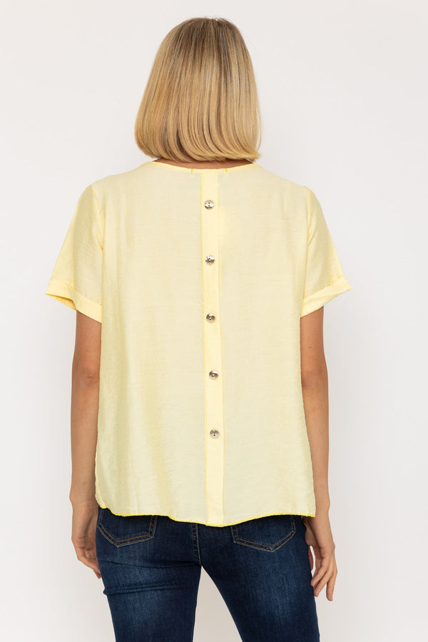 Carraig Donn Lemon Yellow Linen-Like Top With Back Buttons