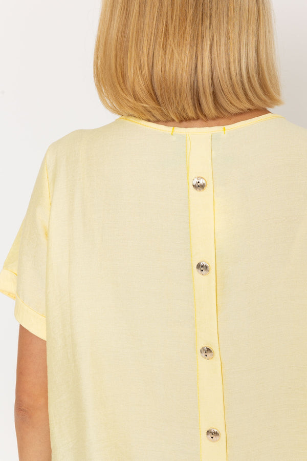 Carraig Donn Lemon Yellow Linen-Like Top With Back Buttons