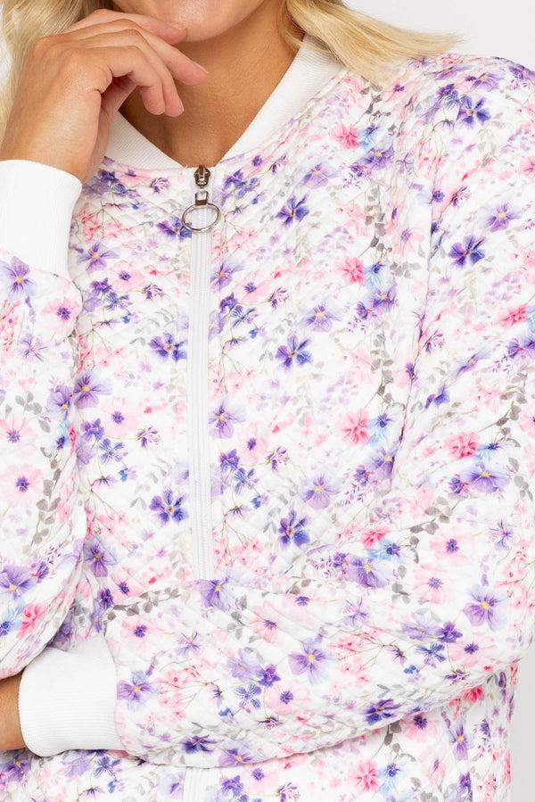 Carraig Donn Lilac Printed Textured Jersey Bomber Jacket