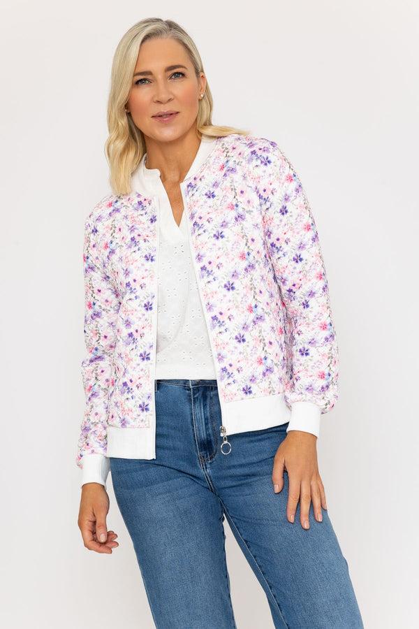 Carraig Donn Lilac Printed Textured Jersey Bomber Jacket