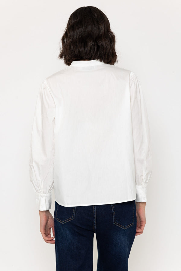 Carraig Donn Long Sleeve Lace Detail Shirt In White