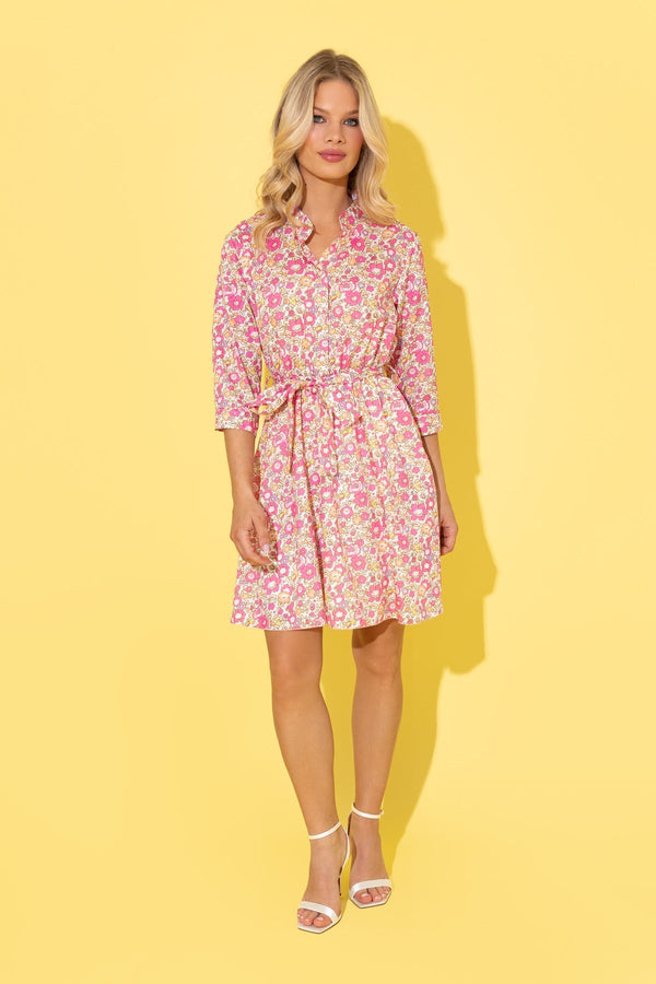 Carraig Donn Lydia Pink & Orange Floral Print Shirt Dress