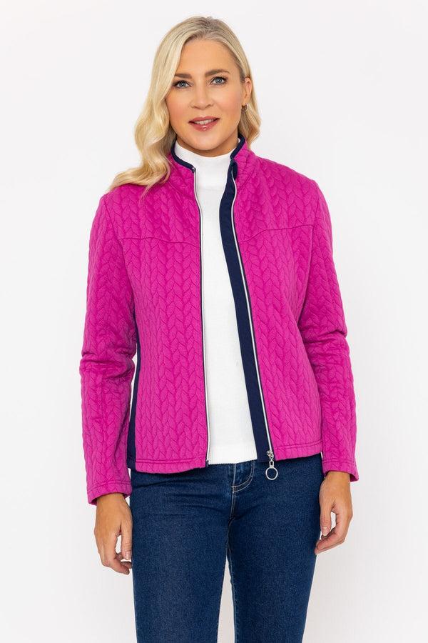 Carraig Donn Magenta Textured Contrast Jersey Jacket