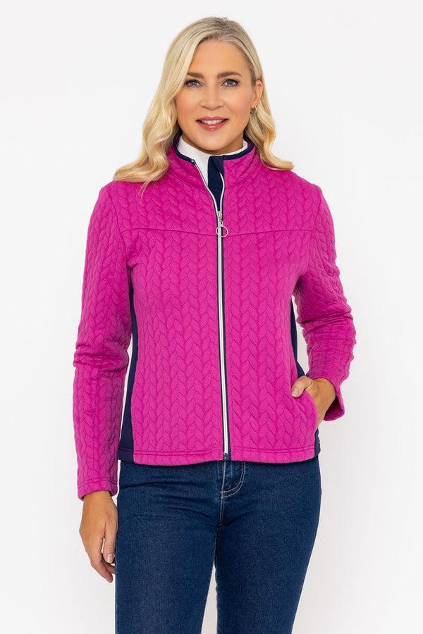 carraig donn Magenta Textured Contrast Jersey Jacket